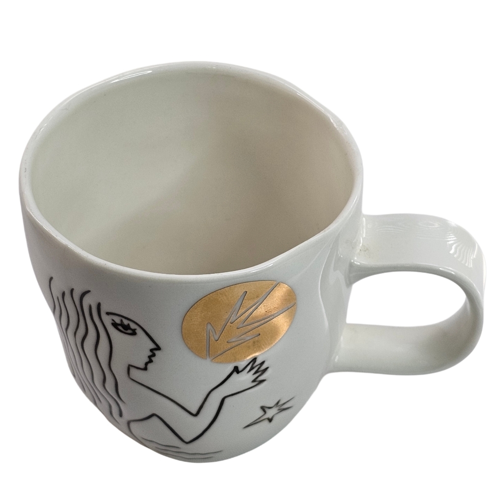 Starbucks 2013 Anniversary White Gold Etched Siren Mermaid Coffee Mug Cup 12 oz - Picture 5 of 6